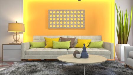 Interior of the living room. 3D illustration.