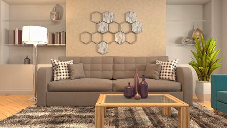 Interior of the living room. 3D illustration.