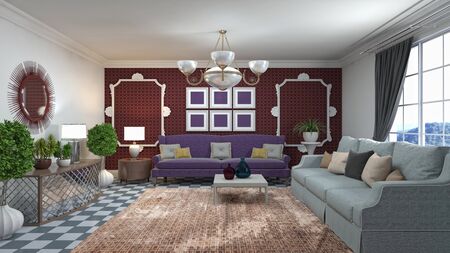 Interior of the living room. 3D illustration.