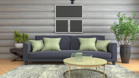 Interior of the living room. 3D illustration.