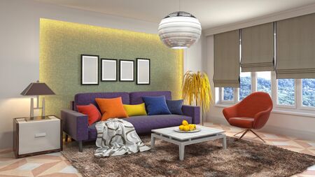 Interior of the living room. 3D illustration.