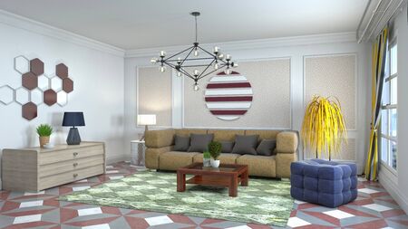 Interior of the living room. 3D illustration.