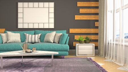 Interior of the living room. 3D illustration.