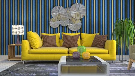 Interior of the living room. 3D illustration.