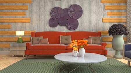Interior of the living room. 3D illustration.