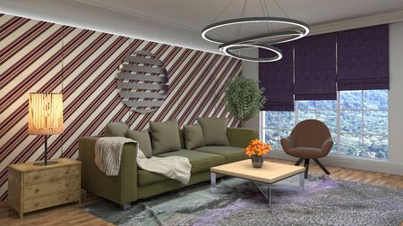 Interior of the living room. 3D illustration.