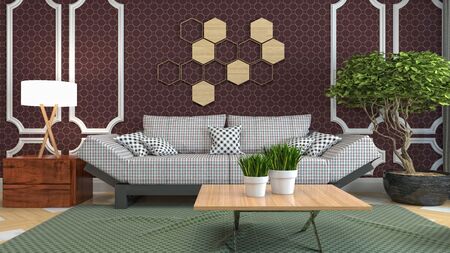 Interior of the living room. 3D illustration.の写真素材