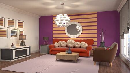 Interior of the living room. 3D illustration.