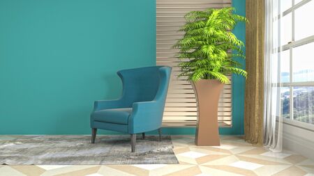 interior with chair. 3d illustration.の写真素材