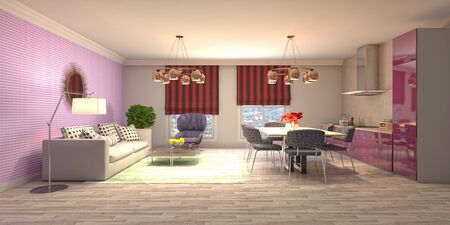 Interior of the living room. 3D illustration.の写真素材