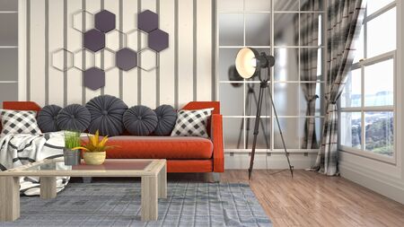 Interior of the living room. 3D illustration.の写真素材