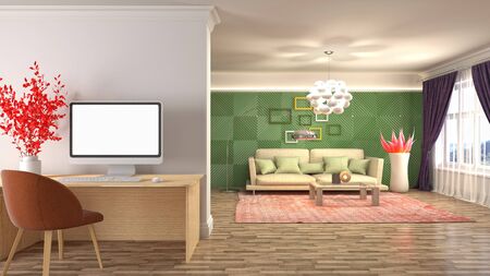 Interior of the living room. 3D illustration.の写真素材