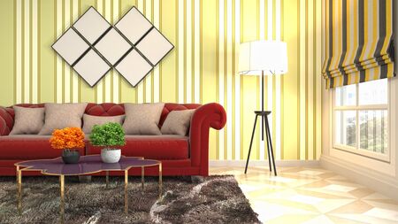 Interior of the living room. 3D illustration.の写真素材