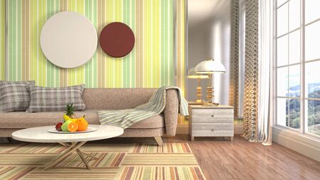 Interior of the living room. 3D illustration.の写真素材