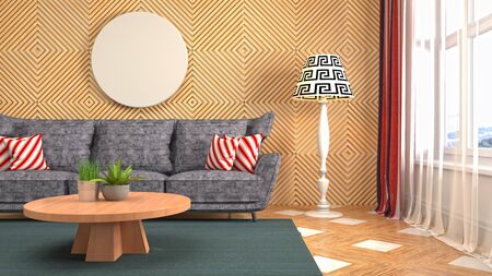 Interior of the living room. 3D illustration.の写真素材