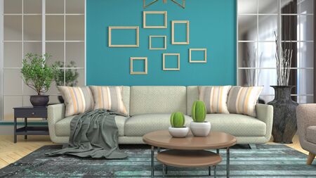 Interior of the living room. 3D illustration.