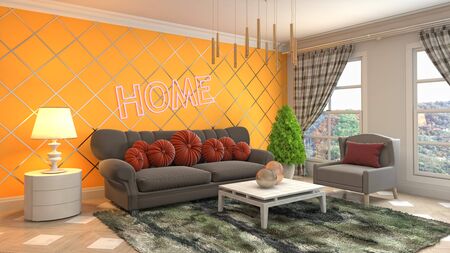 Interior of the living room. 3D illustration.の写真素材