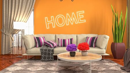 Interior of the living room. 3D illustration.の写真素材