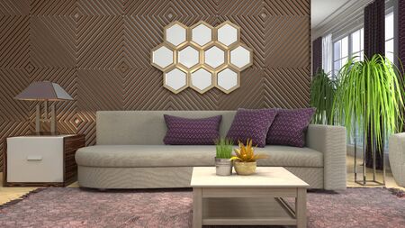 Interior of the living room. 3D illustration.の写真素材