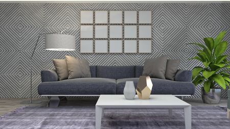 Interior of the living room. 3D illustration.