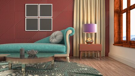Interior of the living room. 3D illustration.の写真素材