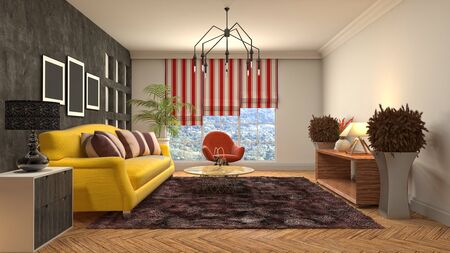 Interior of the living room. 3D illustration.