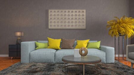 Interior of the living room. 3D illustration.