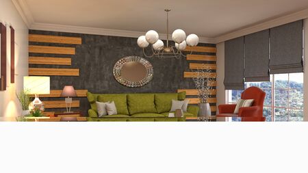 Interior of the living room. 3D illustration.