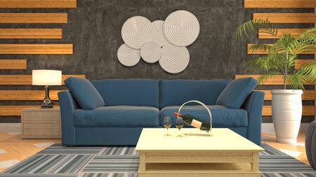 Interior of the living room. 3D illustration.
