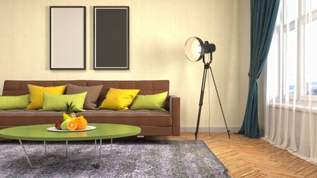Interior of the living room. 3D illustration.