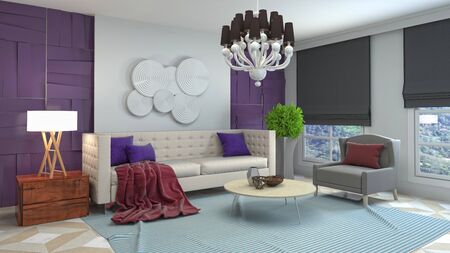 Interior of the living room. 3D illustration.