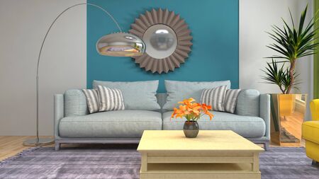 Interior of the living room. 3D illustration.