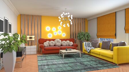 Interior of the living room. 3D illustration.