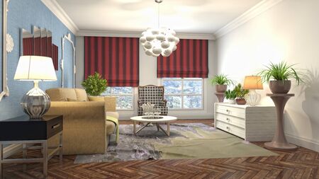 Interior of the living room. 3D illustration.