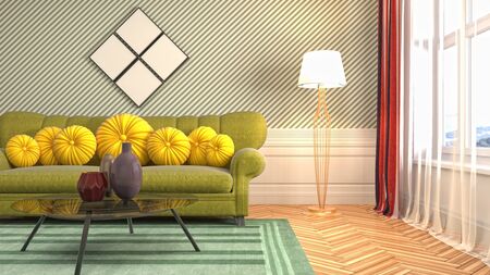 Interior of the living room. 3D illustration.の写真素材