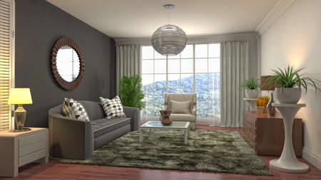 Interior of the living room. 3D illustration.