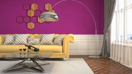 Interior of the living room. 3D illustration.