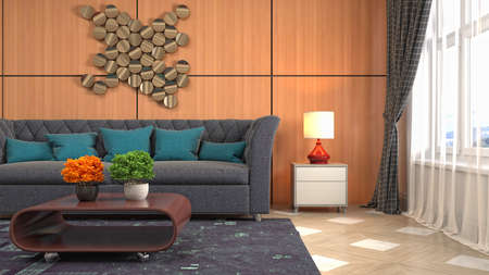 Interior of the living room. 3D illustration.