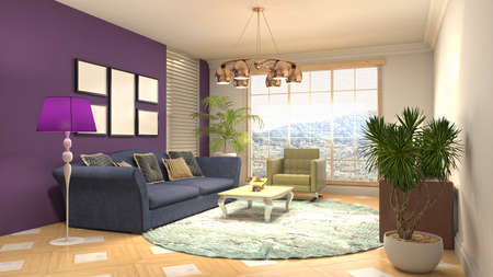 Interior of the living room. 3D illustration.