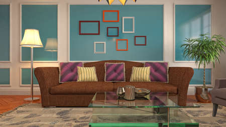 Interior of the living room. 3D illustration.