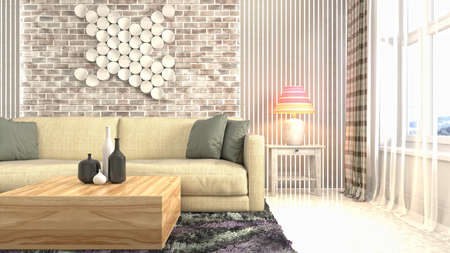 Interior of the living room. 3D illustration.
