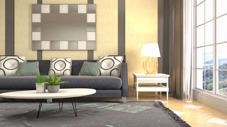 Interior of the living room. 3D illustration.