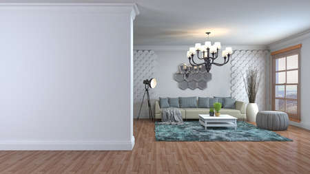 Interior of the living room. 3D illustration.