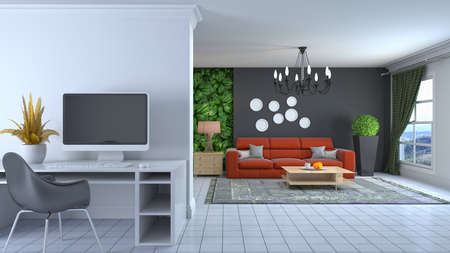 Interior of the living room. 3D illustration.