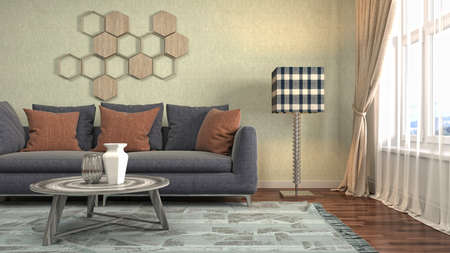 Interior of the living room. 3D illustration.
