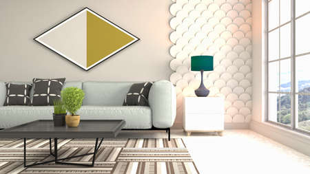 Interior of the living room. 3D illustration.