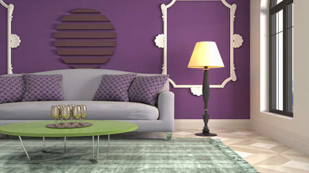 Interior of the living room. 3D illustration.