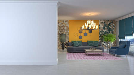 Interior of the living room. 3D illustration.