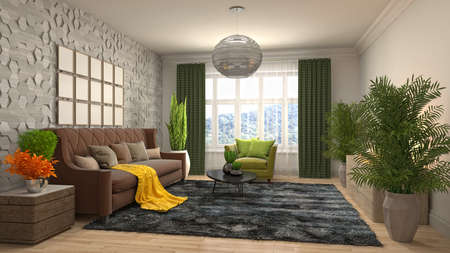 Interior of the living room. 3D illustration.