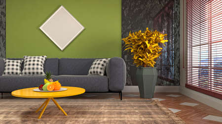 Interior of the living room. 3D illustration.
